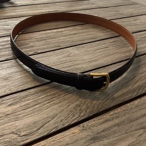 Black croc finish Polo genuine leather belt with brass buckle